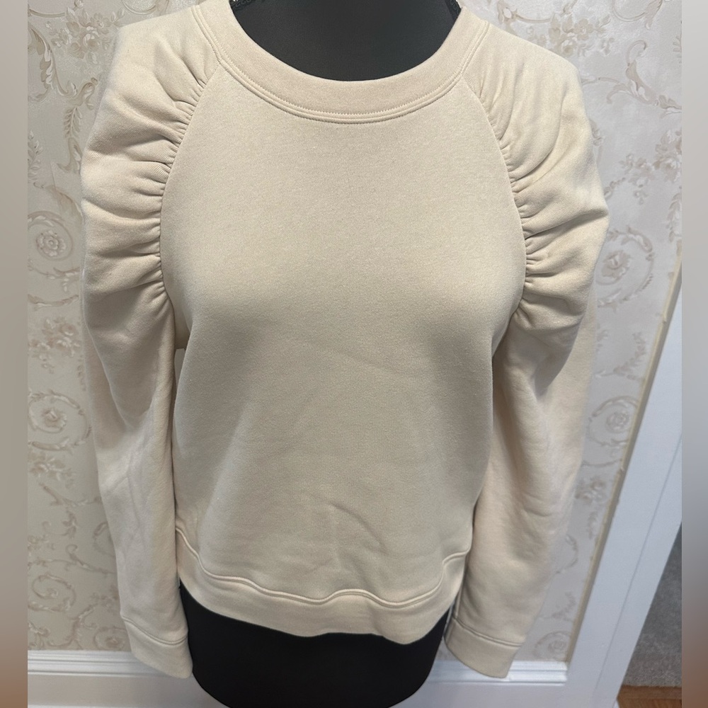 Express puffed sleeve ivory sweatshirt. Size M